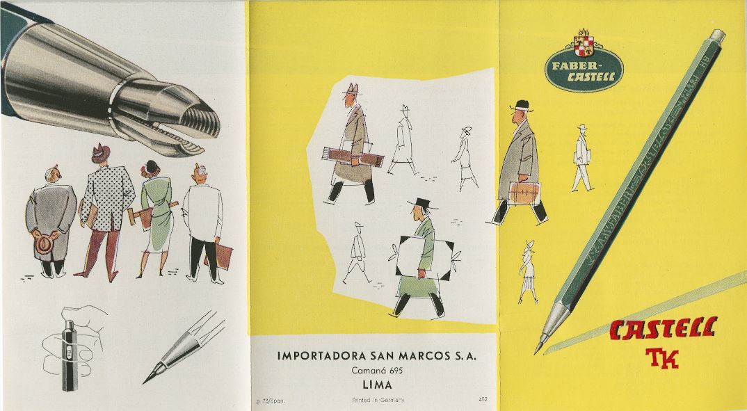 booklet with multiple drawings of men an pencils 