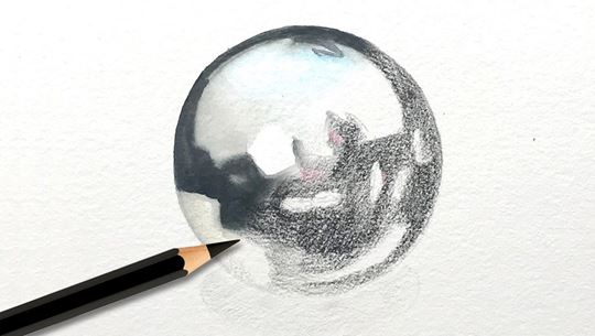 Drawing of a chrome ball.