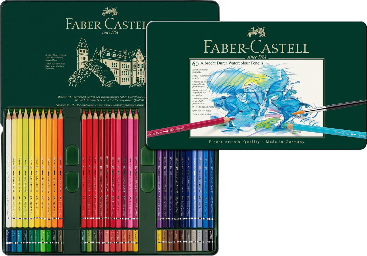 Faber-Castell - Estuche de metal con 60 lápices acuarelables Albrecht Dürer