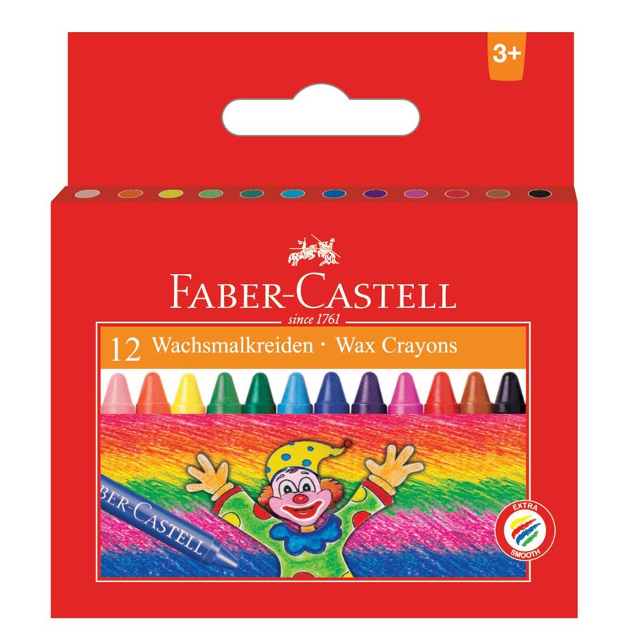 Faber-Castell - Cera redonda, estuche cartón, 12 piezas