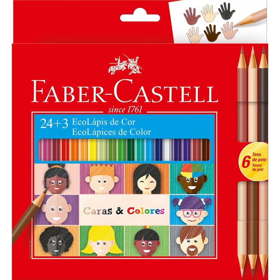 Faber-Castell - 24 EcoLápices de color + 3 EcoLáp. bicolor Caras y Colores