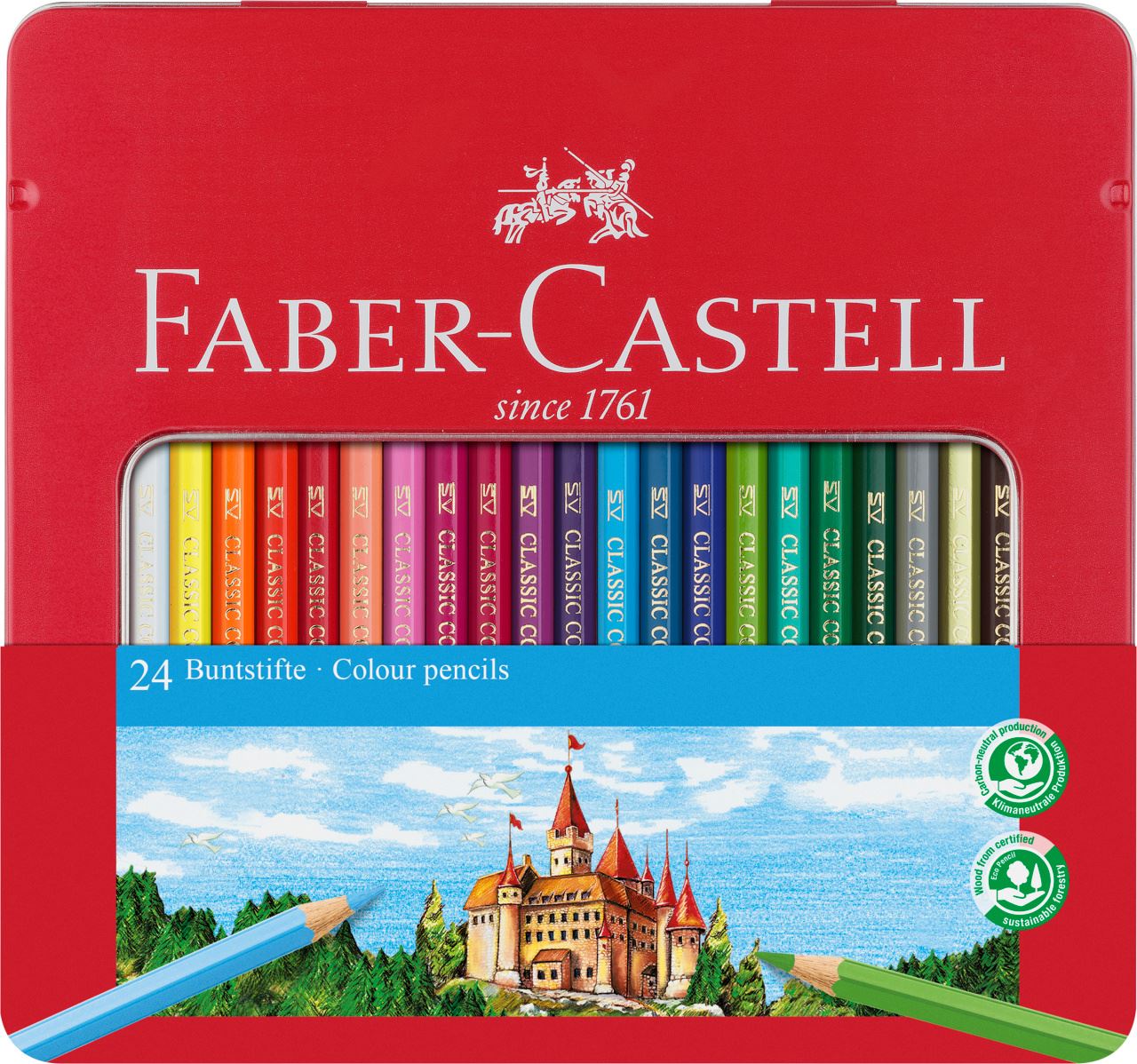 Faber-Castell - Lata de 24 EcoLápices hexagonales de color con ventana