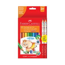 Faber-Castell - 12 EcoLápices de color Jumbo + 2 EcoLápices de grafitos
