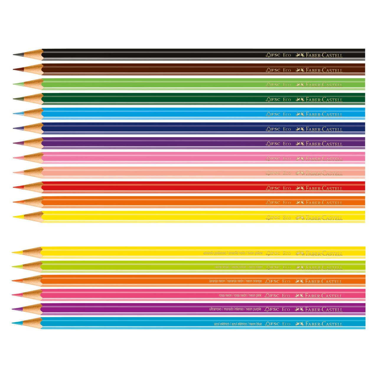 Faber-Castell - 12 EcoLápices de colores básicos + 6 neón