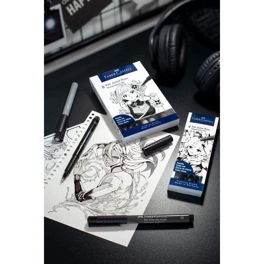 Faber-Castell - Estuche con 8 rotuladores Pitt Artist Pen, básico Manga