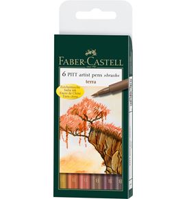 Faber-Castell - Estuche con 6 rotuladores Pitt Artist Pen Brush, tierra