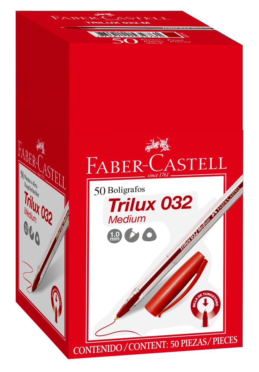 Faber-Castell - Bolígrafo Trilux 032-M rojo